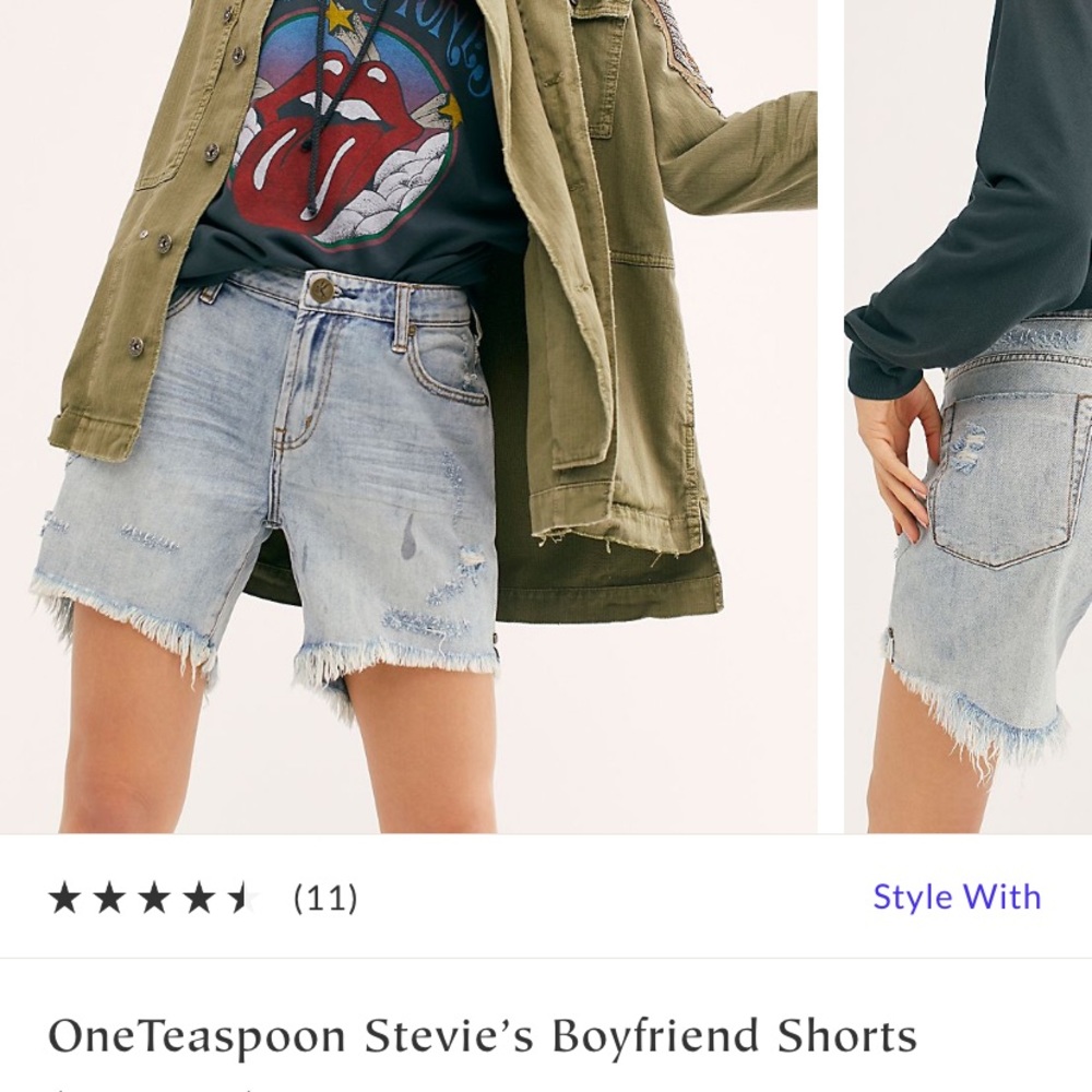 One Teaspoon Stevies Light Wash Boyfriend Shorts